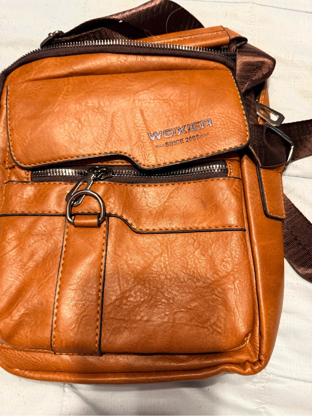 Men's Tan Leather Crossbody Bag